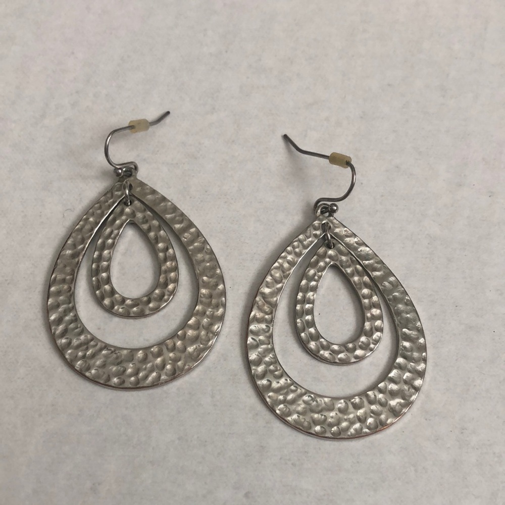 Silver Hammered Earrings